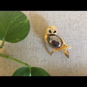Owl jeweled brooch